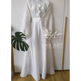 Лляна вишита сукня білим по білому "Агнеса"