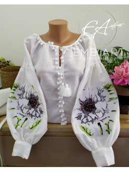 Вишита жіноча блузка з пишним рукавом "Дивовижна Квітка"